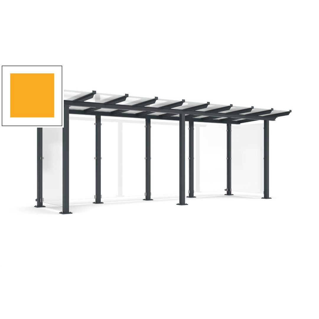 Unterstand mit Pultdach und Sicherheitsglas - feuerverzinkt und farbbeschichtet - 2.435 x 6.850 x 2.090 (HxBxT) - Farbe Achatgrau
