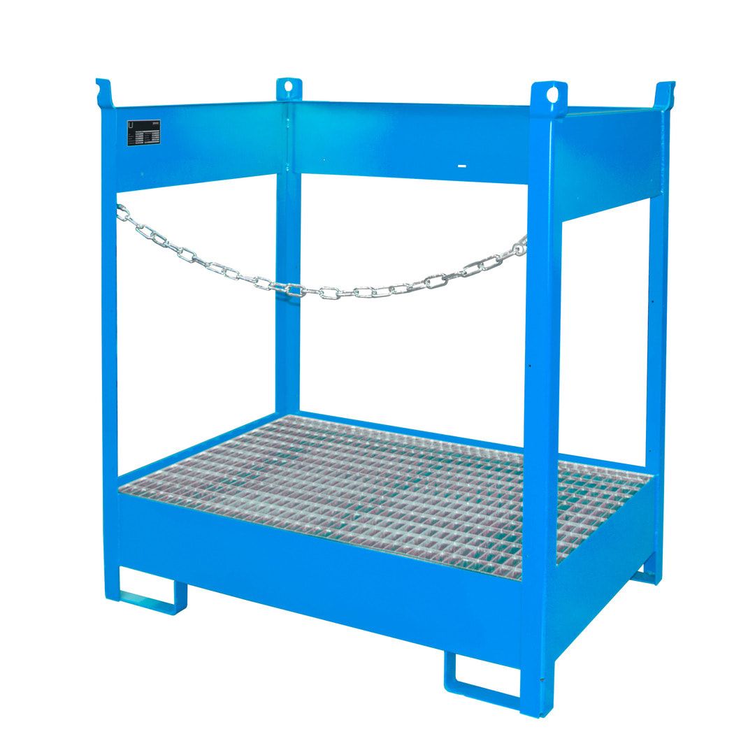 Fass-Stapelpalette - für 2 x 200-l-Fässer - Volumen 210 l - 1.495 x 1.410 x 920 mm (HxBxT) - offene Seiten - feuerrot