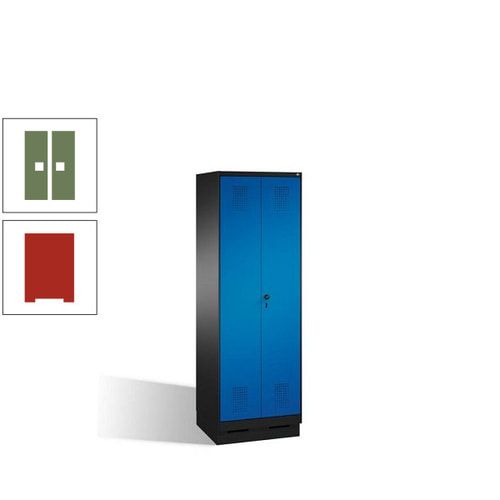 Doppel-Spind, Doppeltüren, Garderobenschrank mit Sockel, 2 Abteile a 300 mm, Korpus anthrazitgrau, Tür anthrazitgrau, 1.800 x 600 x 500 mm (HxBxT)