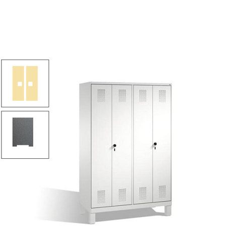 Doppel-Spind, Doppeltüren, Garderobenschrank mit Füßen, 4 Abteile a 300 mm, Korpus anthrazitgrau, Tür anthrazitgrau, 1.850 x 1.200 x 500 mm (HxBxT)