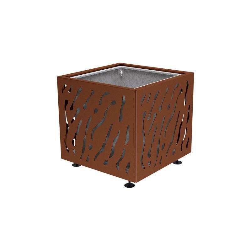 Pflanzbehälter, Stahlblech fvz, einfarbig, innen feuerverzinkt mit Verladungsgriffen, verstellbare Füße, 760 x 790 x 790 mm (HxBxT), enzianblau