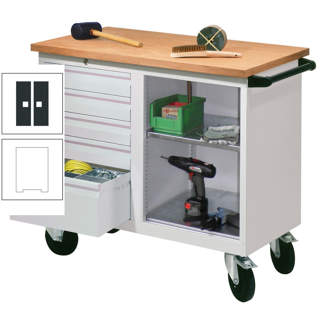 Mobile Werkbank - Werkstattwagen - 915 x 1.090 x 600 mm - 5 Schubladen und Ablagefach - anthrazitgrau