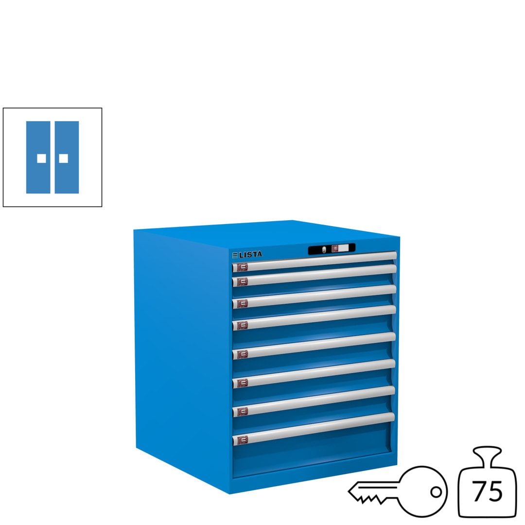 Lista Schubladenschrank - 14.408.010 - 850x717x725 mm (HxBxT) - 8 Schubladen - 75 kg - Key Lock - lichtblau (RAL 5012)