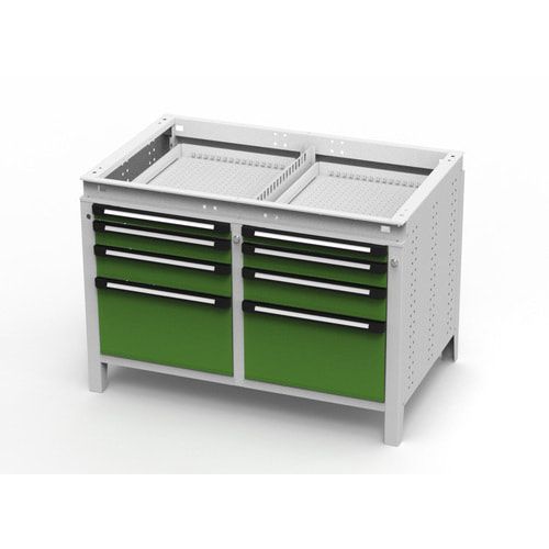 OTTOKIND Werkbank - bündige Arbeitsplatte - 850 x 1.150 x 750 mm (HxBxT) - 8 Schubladen - lichtgrau