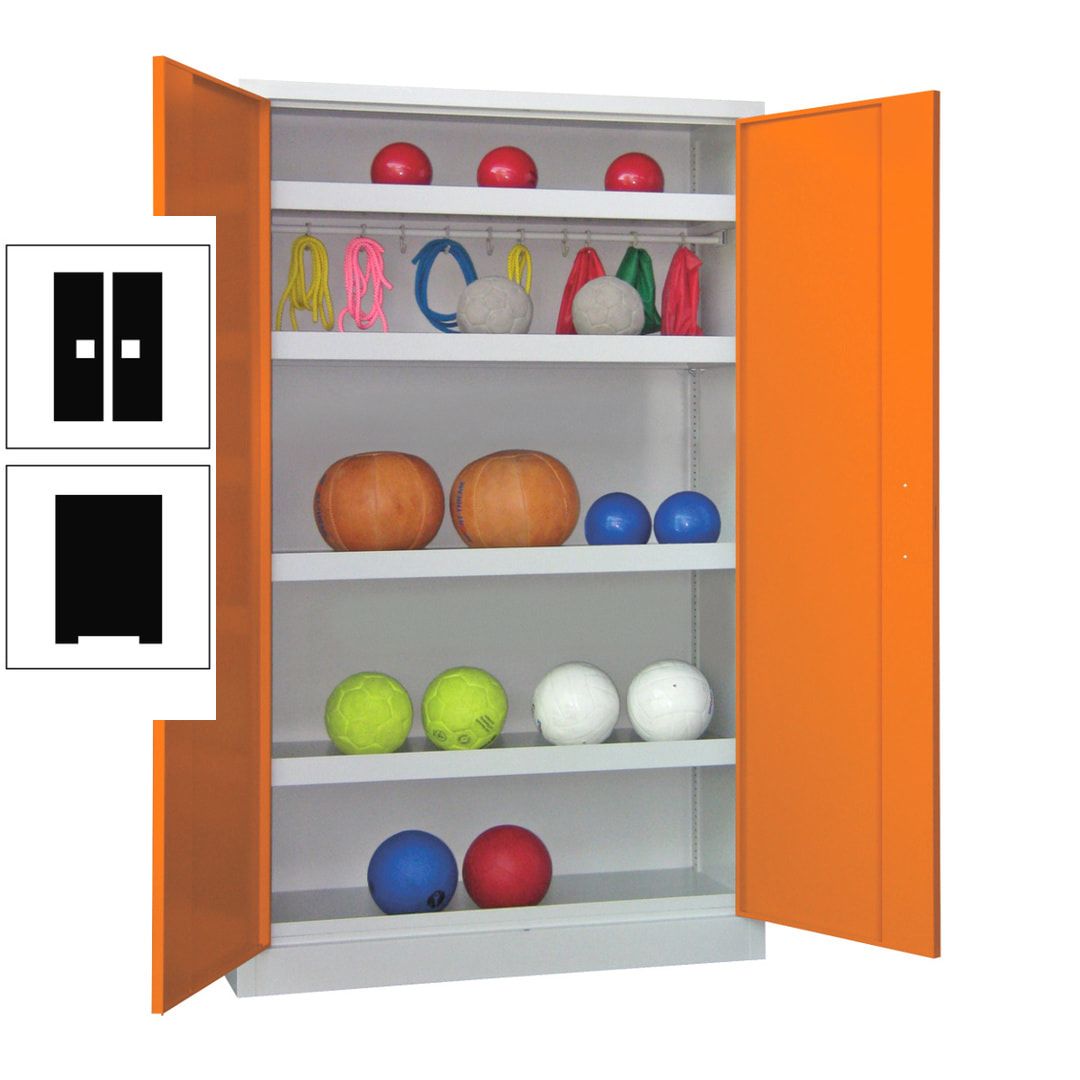 Ballschrank - Vollblechtüren - 4 Böden - 1 Hakenleiste - 1.950x1.200x500 mm (HxBxT) - anthrazitgrau