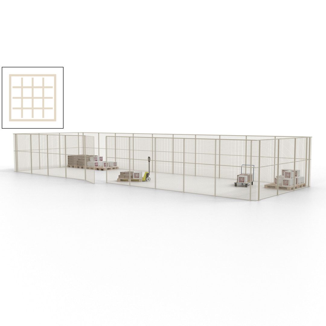 Maschinen Schutzgitter - Hallentrennwand - Sicherheitszaun - Tür - 39 m - 2.200 x 15.400 x 4.900 mm (HxBxT) - enzianblau