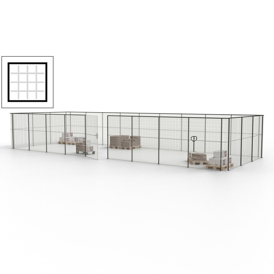 Maschinen Schutzgitter - Hallentrennwand - Sicherheitszaun - Tür - 36 m - 2.200 x 13.900 x 4.900 mm (HxBxT) - enzianblau