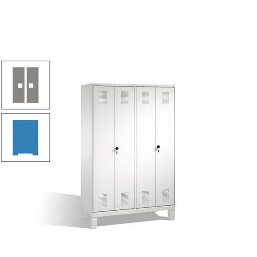 Doppel-Spind, Doppeltüren, Garderobenschrank mit Füßen, 4 Abteile a 300 mm, Korpus anthrazitgrau, Tür anthrazitgrau, 1.850 x 1.200 x 500 mm (HxBxT)