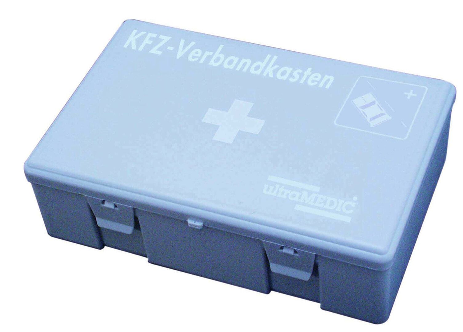 KFZ-Verbandkasten, Auto-Verbandkasten, mit Füllsortiment, DIN 13164, 170 x 260 x 80 mm (HxBxT), ABS, grau