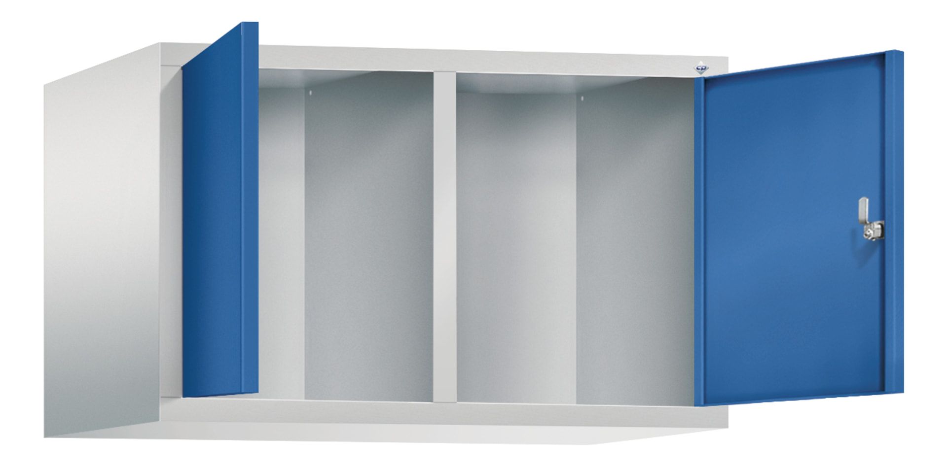 Aufsatzschrank für Spinde und Schließfachschränke, Doppeltüren, 2 Abteile, Korpus anthrazitgrau, Türfarbe anthrazitgrau, 500 x 810 x 500 mm (HxBxT)