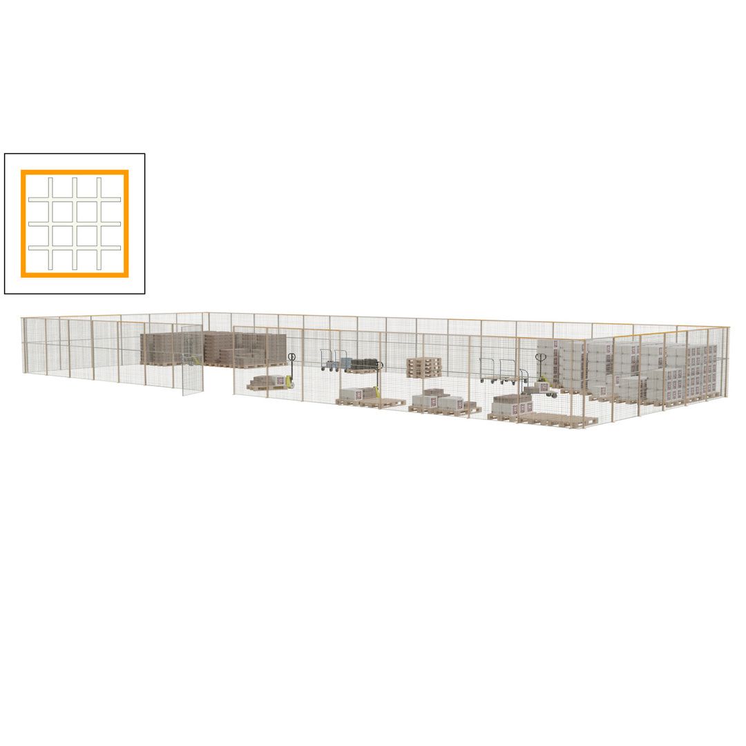 Maschinen Schutzgitter - Hallentrennwand - Sicherheitszaun - Tür - 66 m - 2.200 x 24.400 x 9.400 mm (HxBxT) - enzianblau