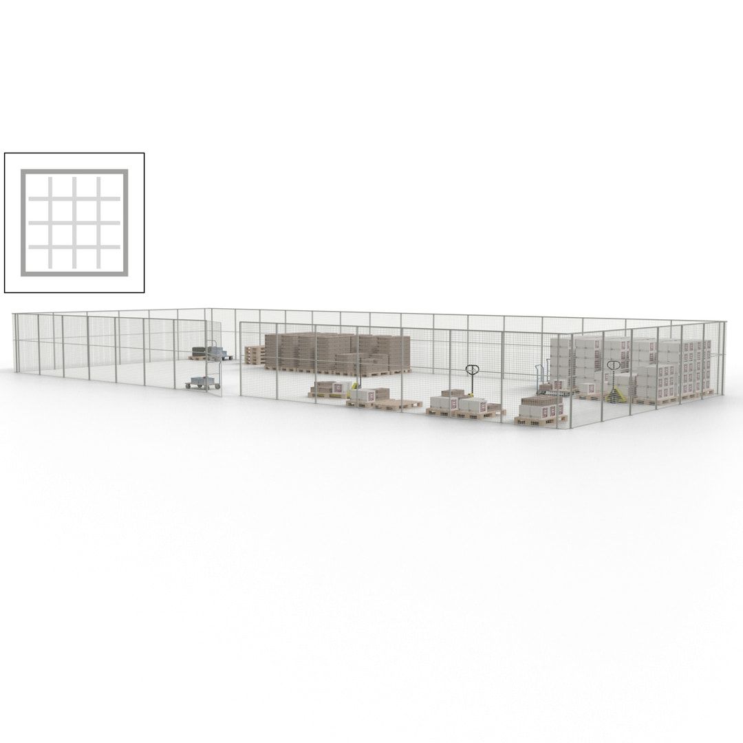 Maschinen Schutzgitter - Hallentrennwand - Sicherheitszaun - Tür - 63 m - 2.200 x 22.900 x 9.400 mm (HxBxT) - enzianblau