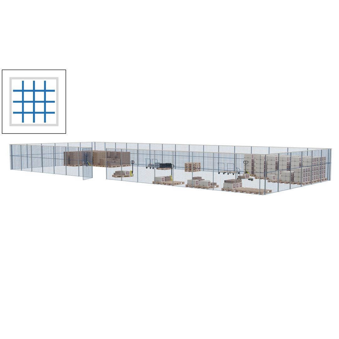 Maschinen Schutzgitter - Hallentrennwand - Sicherheitszaun - Tür - 66 m - 2.200 x 24.400 x 9.400 mm (HxBxT) - enzianblau