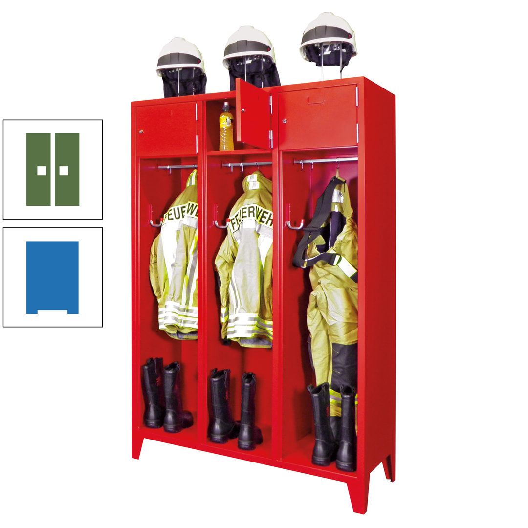Feuerwehrschrank - 2 Abteile - Ablagefach mit Tür, Etikettenrahmen - 2.100 x 830 x 500 mm (HxBxT) - anthrazitgrau