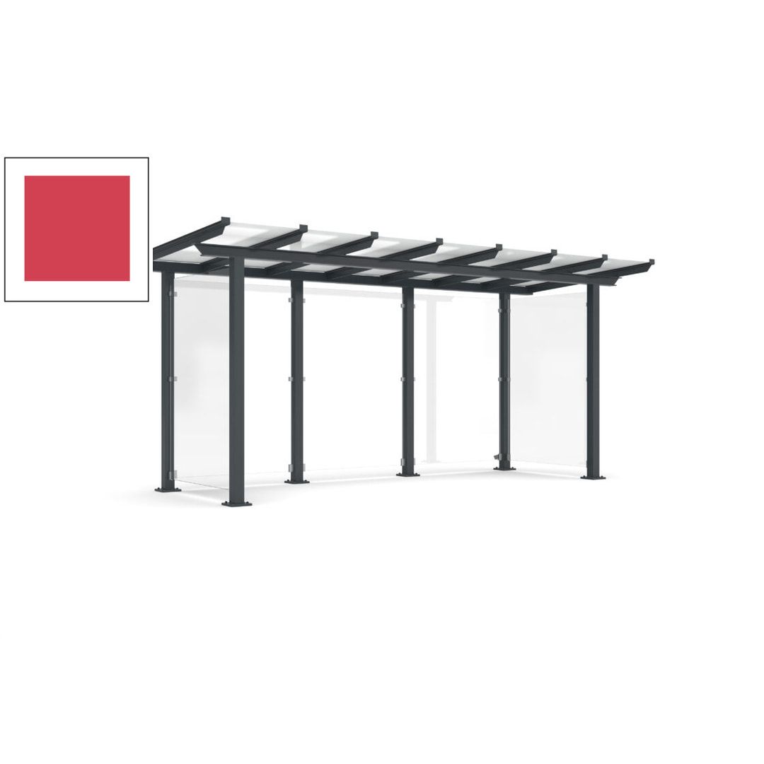 Unterstand mit Pultdach und Sicherheitsglas - feuerverzinkt und farbbeschichtet - 2.435 x 5.350 x 2.250 (HxBxT) - Farbe Achatgrau