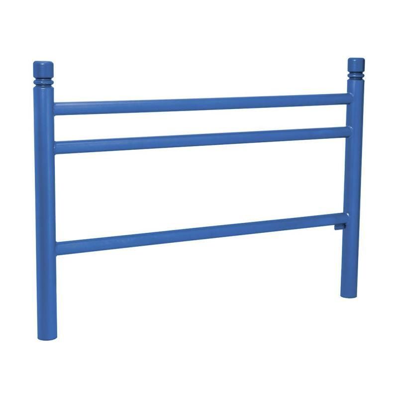 Geländer 3 Stahlrohre - 1.000 x 1.572 mm - Pfosten mit Edelstahlkopf - Farbe enzianblau - Außengeländer Systemgeländer