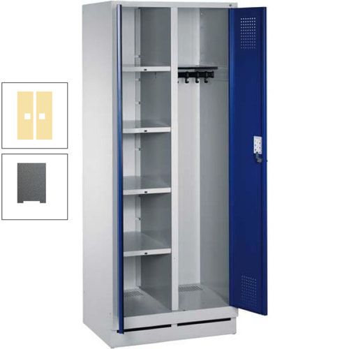 Mehrzweckschrank, Doppeltüren, Füße, 2 Abteile a 300 mm, Korpus anthrazitgrau, Tür anthrazitgrau, 1.800 x 600 x 500 mm (HxBxT)