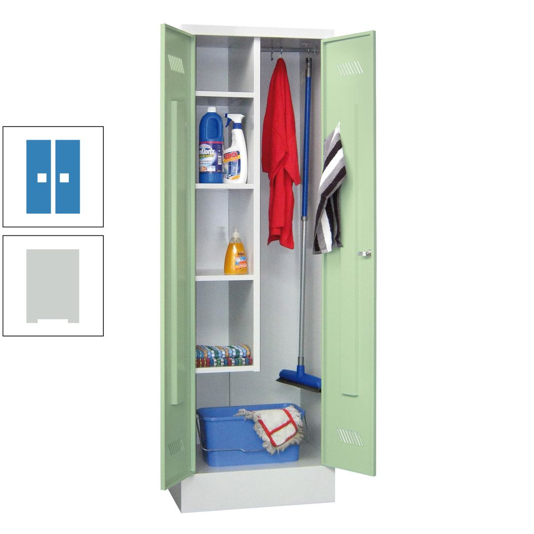 Putzschrank mit Sockel - 1 Abteil mit Trennwand - 1.850x600x500 mm (HxBxT) - Drehriegel - anthrazitgrau