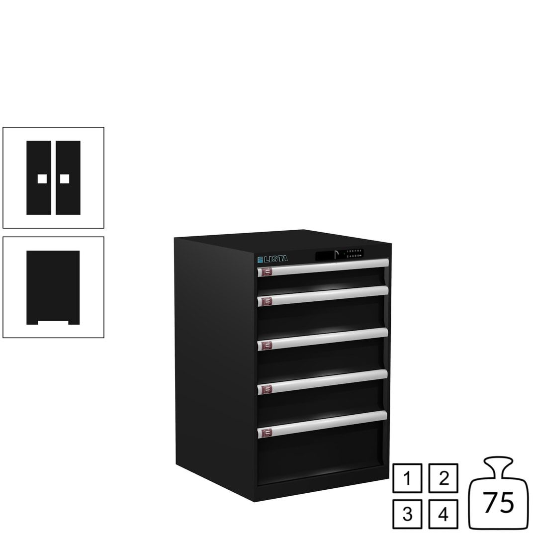 Lista Schubladenschrank - 14.256.010 - 850x564x572 mm (HxBxT) - 5 Schubladen - 75 kg - Key Lock - lichtblau (RAL 5012)