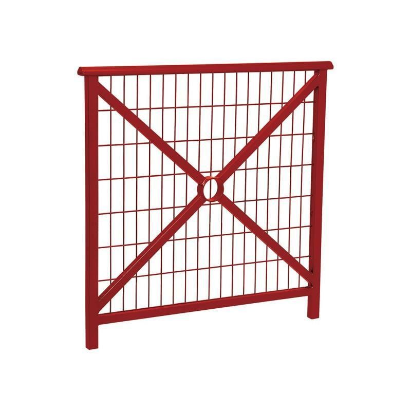 Geländer Kreuz und Gitter - 1.000 x 1.000 mm - abgerundeter Handlauf - Farbe enzianblau - Außengeländer Systemgeländer