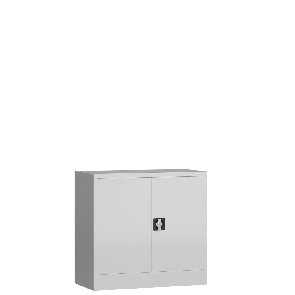 Aktenschrank, Büroschrank, abschließbar, Flügeltüren, 1 Fachboden, 750 x 800 x 380 mm (HxBxT), Stahl, Korpus und Türen lichtgrau