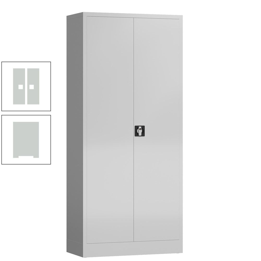 Mehrzweckschrank, Stahlschrank, 2 Abteile, 5 Fächer, 1.800 x 800 x 380 mm (HxBxT), Kleiderstange, Stahl, Korpus: lichtgrau, Front: anthrazitgrau