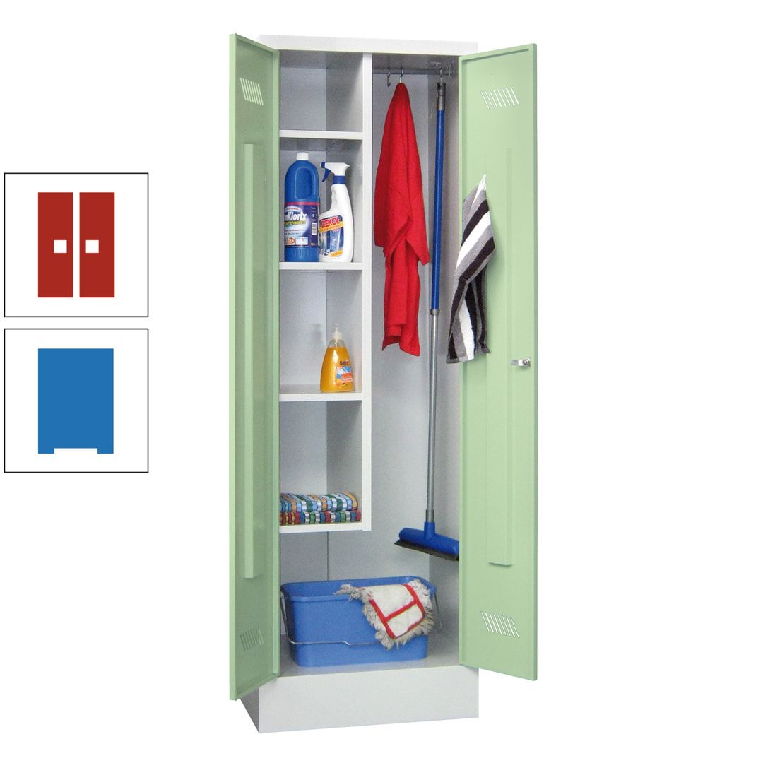 Putzschrank mit Sockel - 1 Abteil mit Trennwand - 1.850x600x500 mm (HxBxT) - Drehriegel - anthrazitgrau