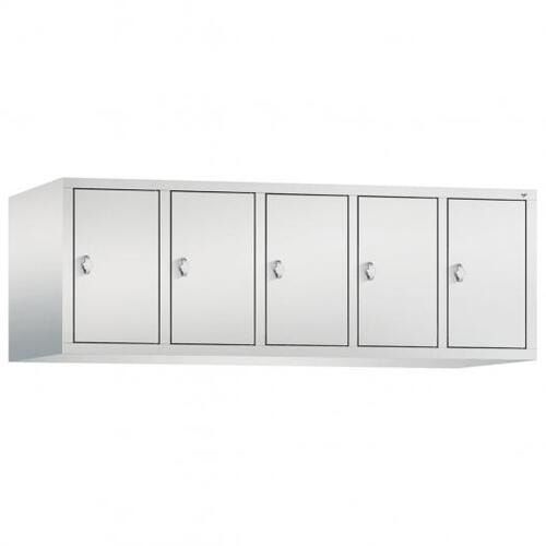 Aufsatzschrank für Spinde und Schließfachschränke, 5 Abteile, Korpus anthrazitgrau, Türen anthrazitgrau, 500 x 1.480 x 500 mm (HxBxT), Stahlschrank
