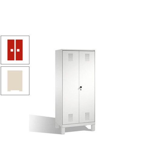 Doppel-Spind, Doppeltüren, Garderobenschrank mit Füßen, 2 Abteile a 400 mm, Korpus anthrazitgrau, Tür anthrazitgrau, 1.850 x 800 x 500 mm (HxBxT)