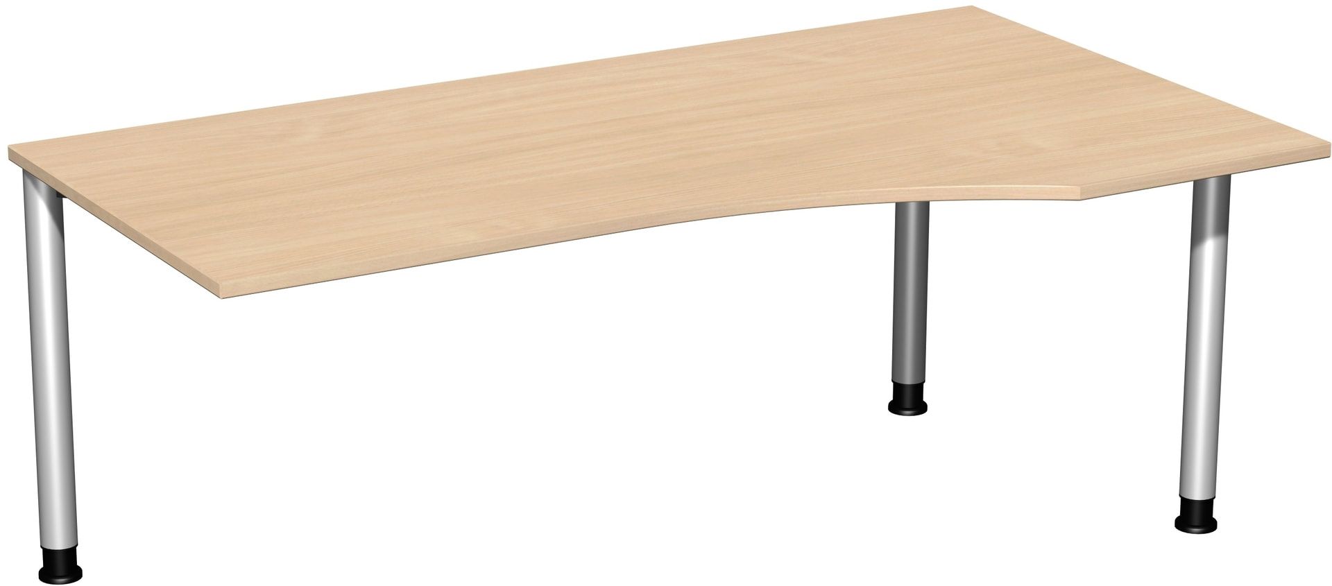 Eckschreibtisch mit einseitig verkürzten Füßen, 4-Fuß Flex, Ecke rechts, Höhe 680-800 mm, 1.600 x 1.000 mm (BxT), Gestell anthrazit, Ahorn