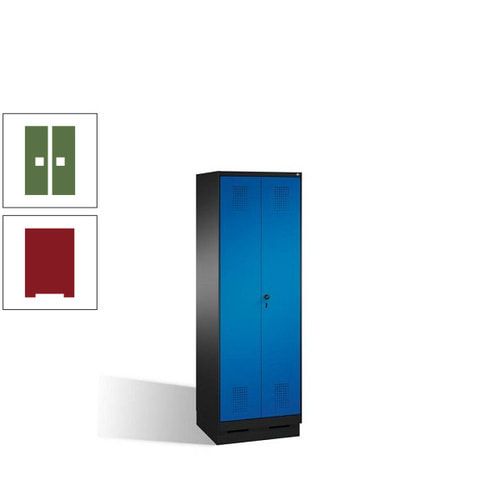 Doppel-Spind, Doppeltüren, Garderobenschrank mit Sockel, 2 Abteile a 300 mm, Korpus anthrazitgrau, Tür anthrazitgrau, 1.800 x 600 x 500 mm (HxBxT)