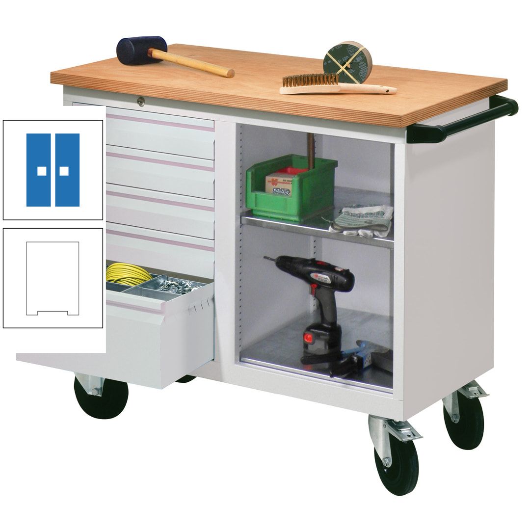 Mobile Werkbank - Werkstattwagen - 915 x 1.090 x 600 mm - 5 Schubladen und Ablagefach - anthrazitgrau