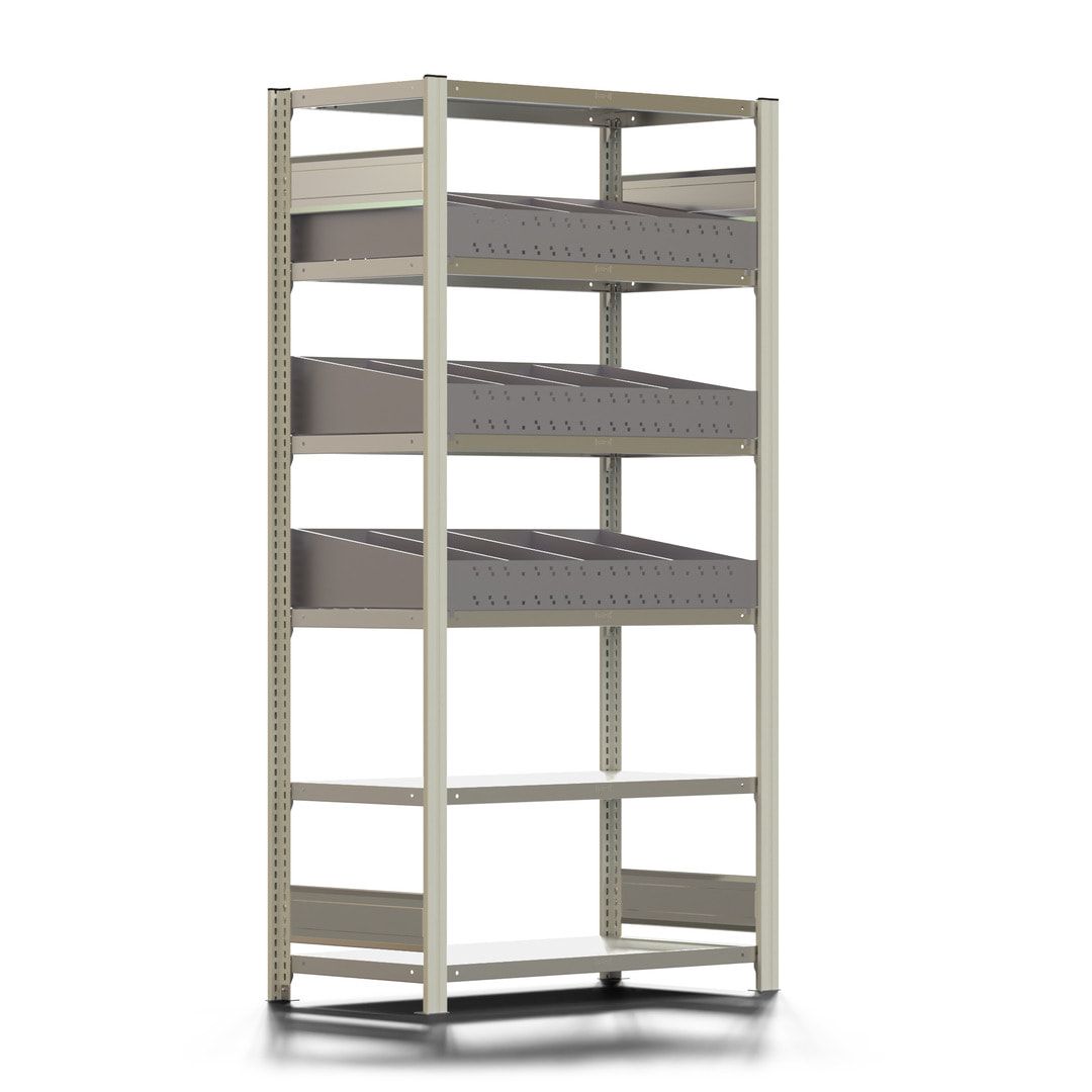 Fachbodenregal - 150 kg - 3 Fachböden - 3 Schüttensets - 2.000 x 1.005 x 500 mm (HxBxT) - Anbauregal - verzinkt
