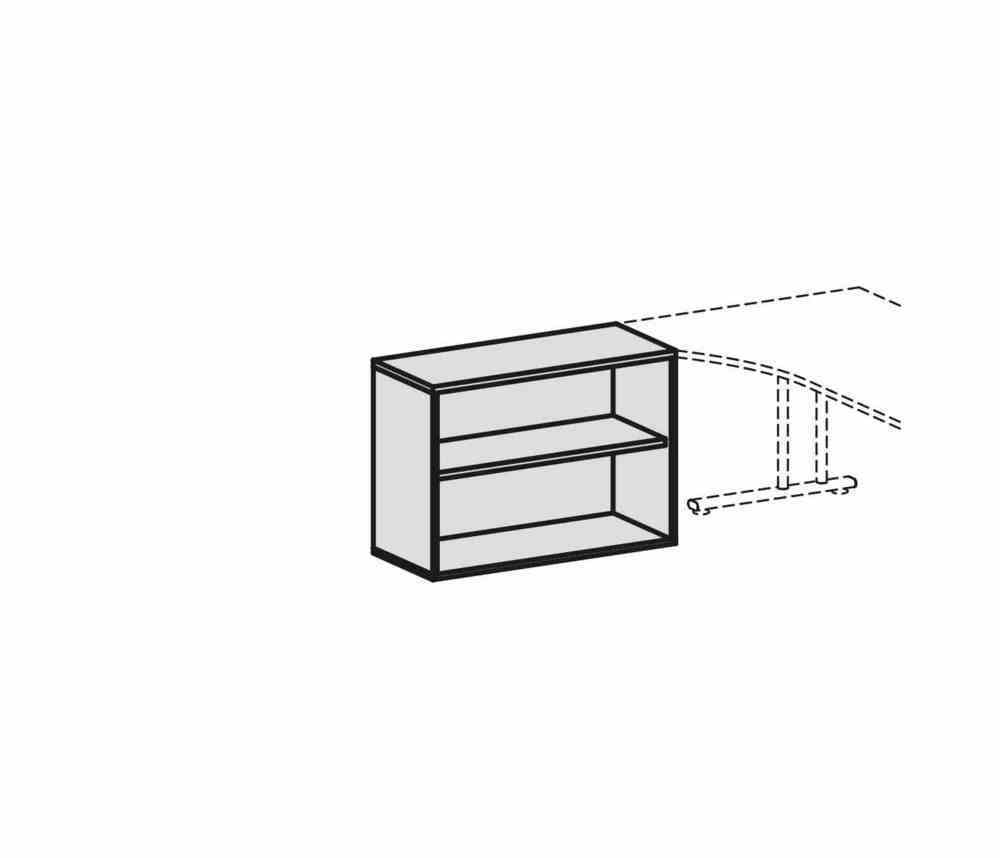 Anstell-Büroregal, Schreibtischhöhe, justierbare Stellfüße, Dreischicht-Feinspan, Einlegeboden, 720 x 1.000 x 425 mm (HxBxT), Dekor Ahorn