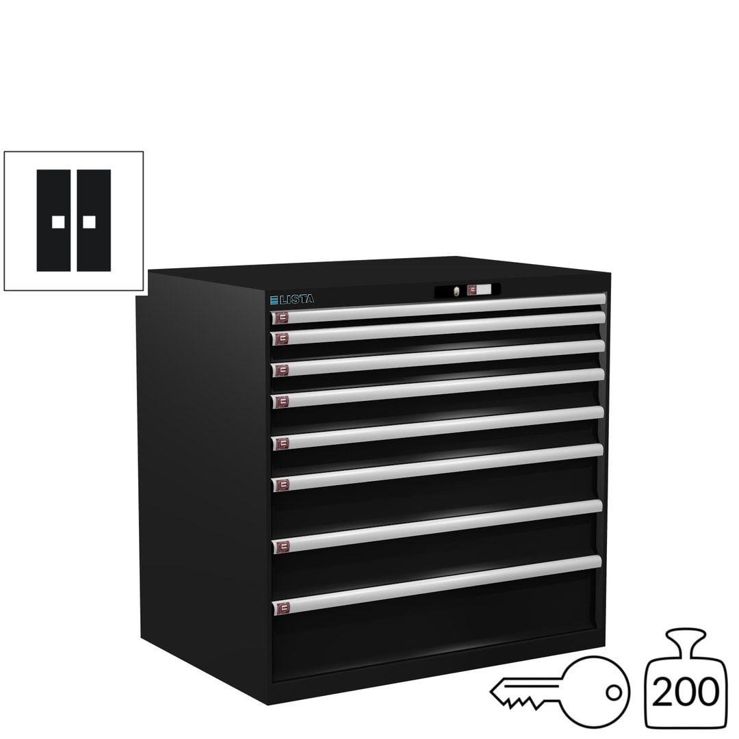 Lista Schubladenschrank - 12.541.010 - 1.000x1.023x725 mm (HxBxT) - 8 Schubladen - 200 kg - Key Lock - lichtblau (RAL 5012)