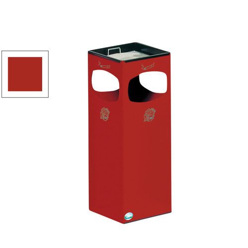 Abfalleimer mit Ascher - Volumen 29 l - eckig - 660 x 250 x 250 mm (HxBxT) - Antik-silber