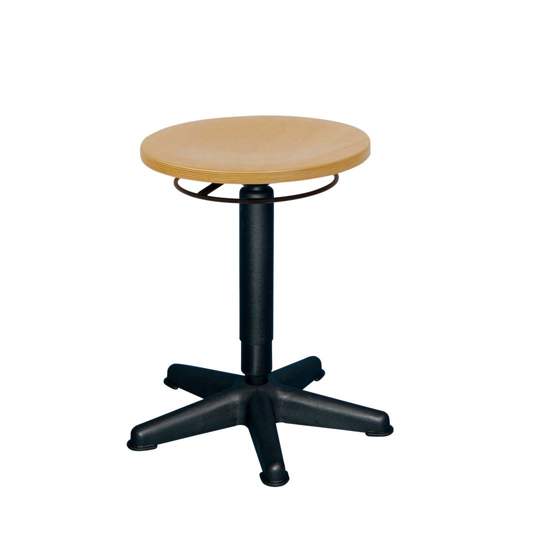 Arbeitshocker mit platzsparendem Fußkreuz - Sicherheitsgasfeder - Sitzhöhe 450 - 640 mm - Buche