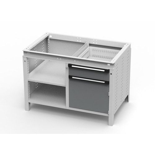 OTTOKIND Werkbank - bündige Arbeitsplatte - 850 x 1.150 x 750 mm (HxBxT) - 1 Schublade - Schrank - 2 Ablageböden - lichtgrau