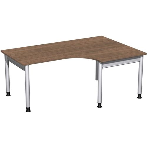Eckschreibtisch, Eckteil 800 mm, rechts, Füße einseitig verkürzt, 4-Fuß Pro, höhenverstellbar, 680-800 x 1.600 x 1.200 mm (HxBxT), Dekor Ahorn