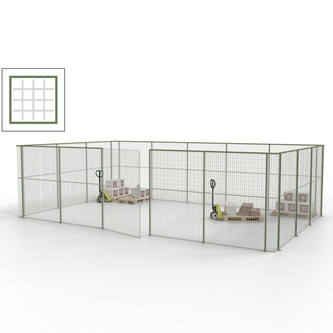 Maschinen Schutzgitter - Hallentrennwand - Sicherheitszaun - Tür - 22 m - 2.200 x 7.900 x 4.900 mm (HxBxT) - enzianblau