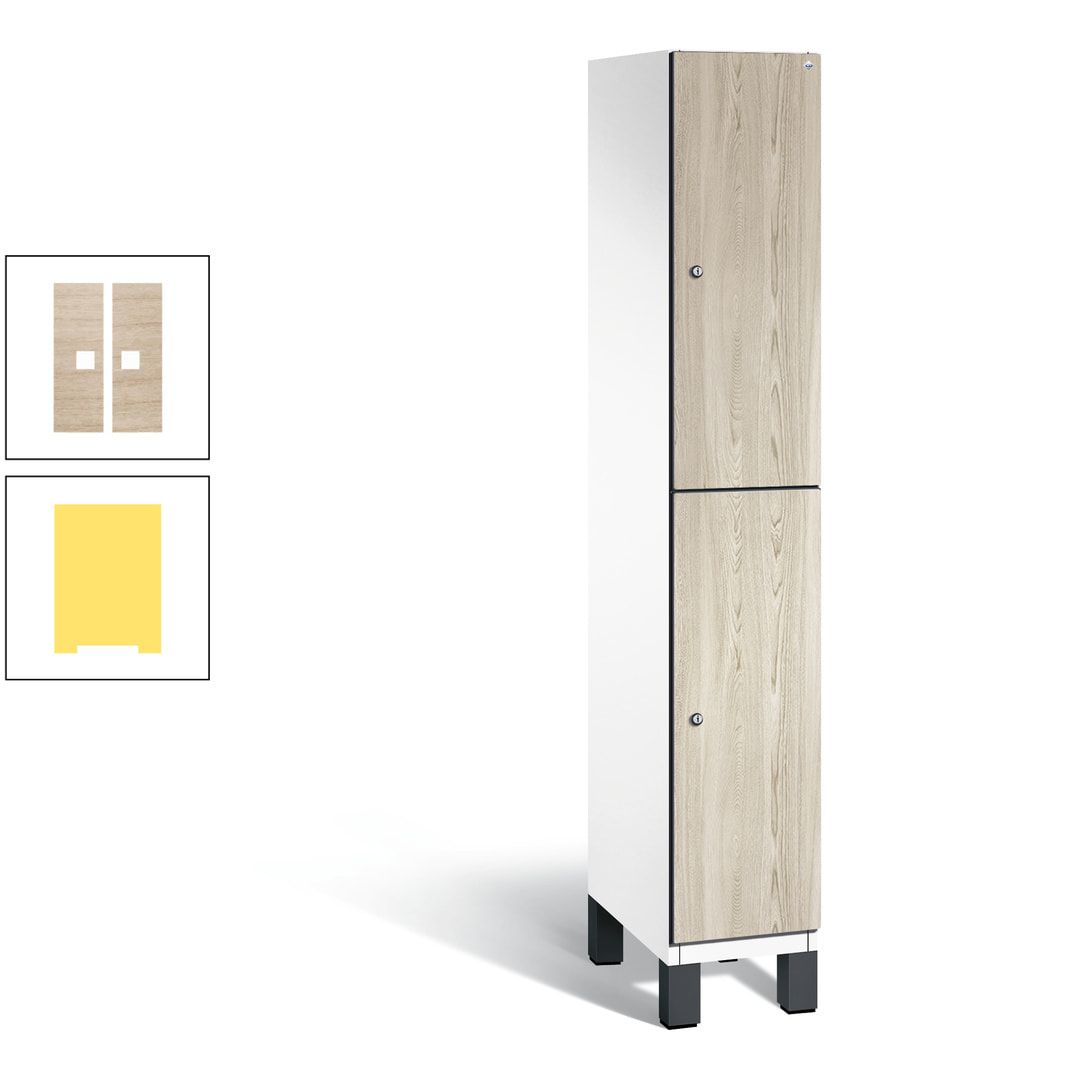 Fächerschrank, Garderobenschrank, mit Füßen, 1 Abteile, 1.980 x 300 x 525 mm (HxBxT), Korpus anthrazitgrau, Tür Donau-Ahorn