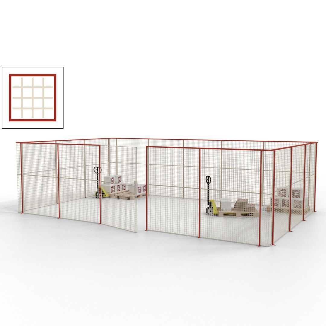 Maschinen Schutzgitter - Hallentrennwand - Sicherheitszaun - Tür - 22 m - 2.200 x 7.900 x 4.900 mm (HxBxT) - enzianblau