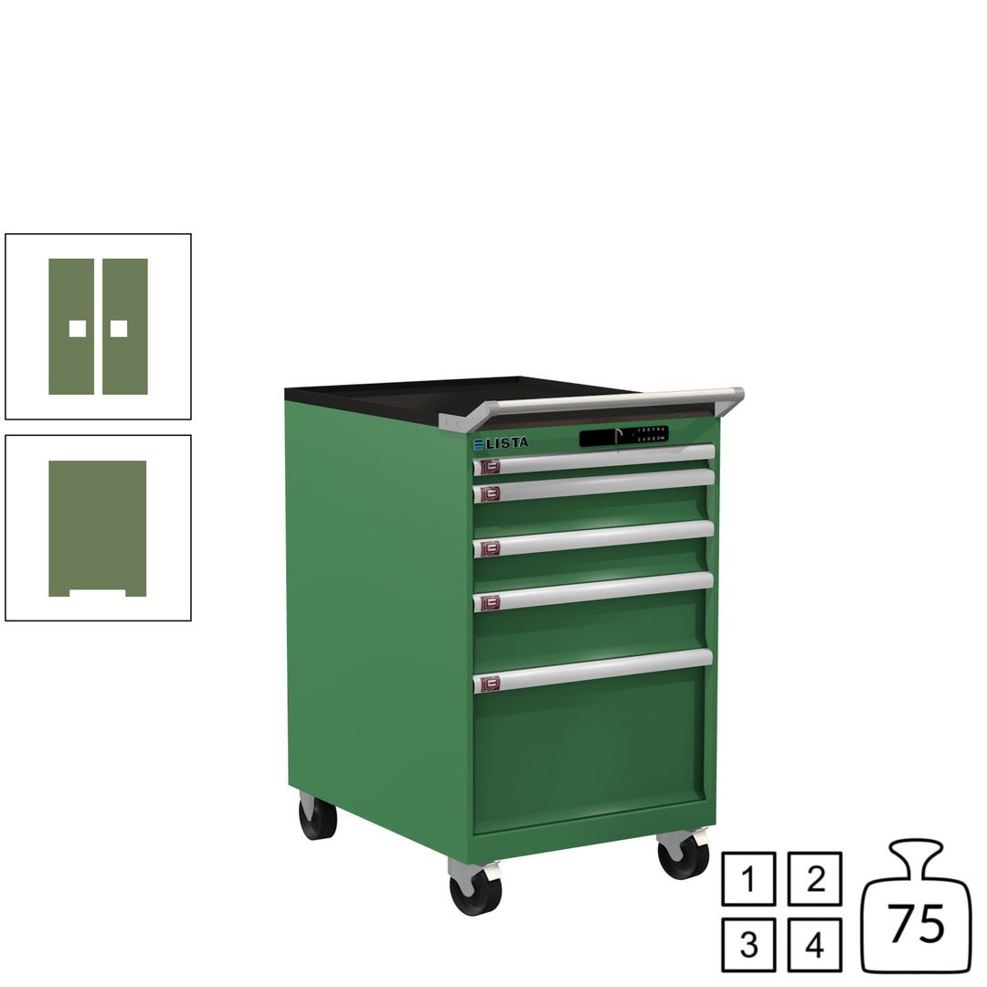 Lista Schubladenschrank - 14.374.010 - 990 x 564 x 725 mm (HxBxT) - 5 Schubladen - 75 kg - Key Lock - lichtblau (RAL 5012)
