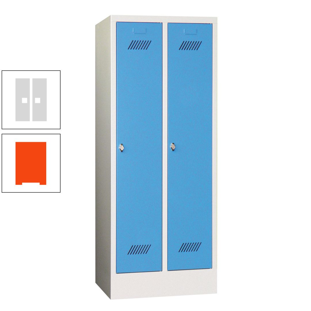 Spindschrank f. Schulen - mit Sockel - Höhe 1.600 mm - 2 Abteile a 300 mm - Drehriegel - anthrazitgrau