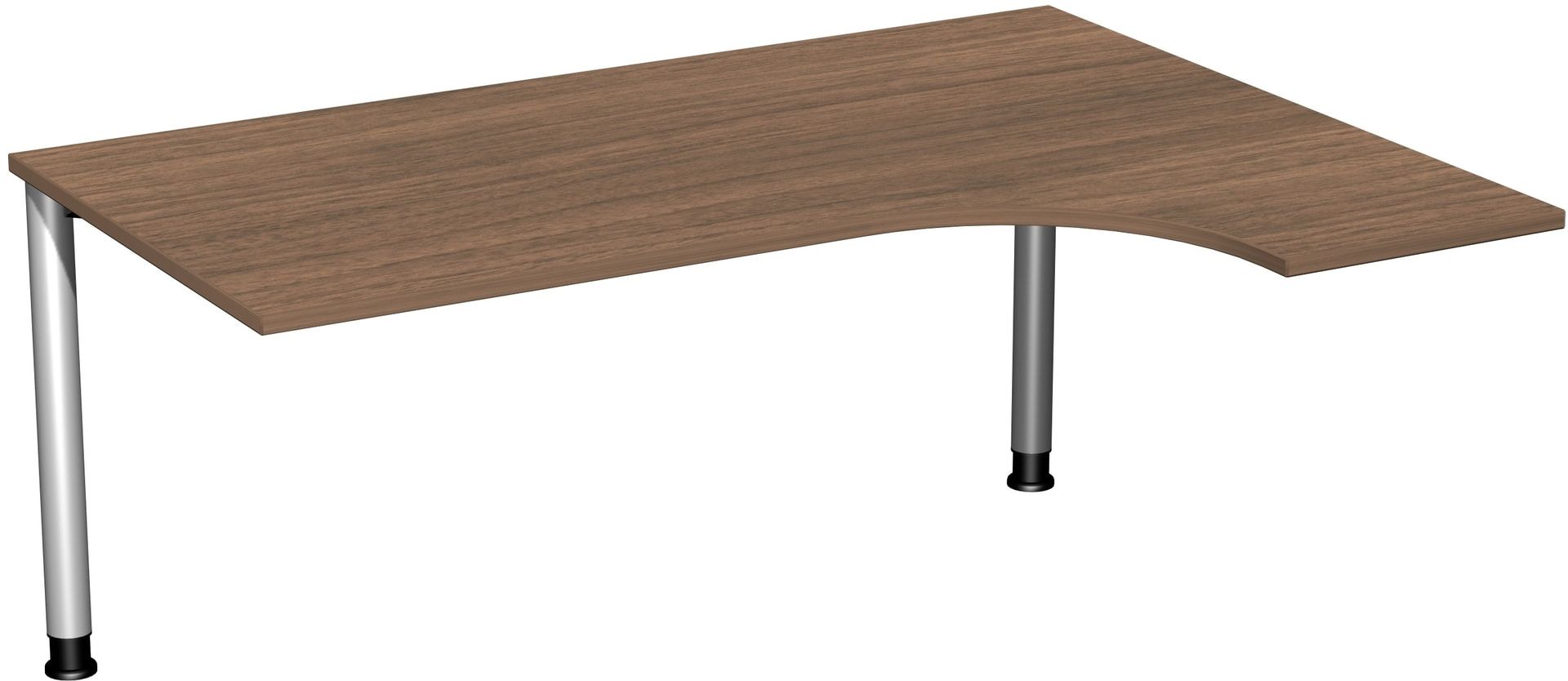 Eckschreibtisch mit einseitig verkürzten, 4-Fuß Flex, Ecke rechts, Höhe 680-800 mm, 1.600 x 1.200 mm (BxT), Gestell anthrazit, Ahorn
