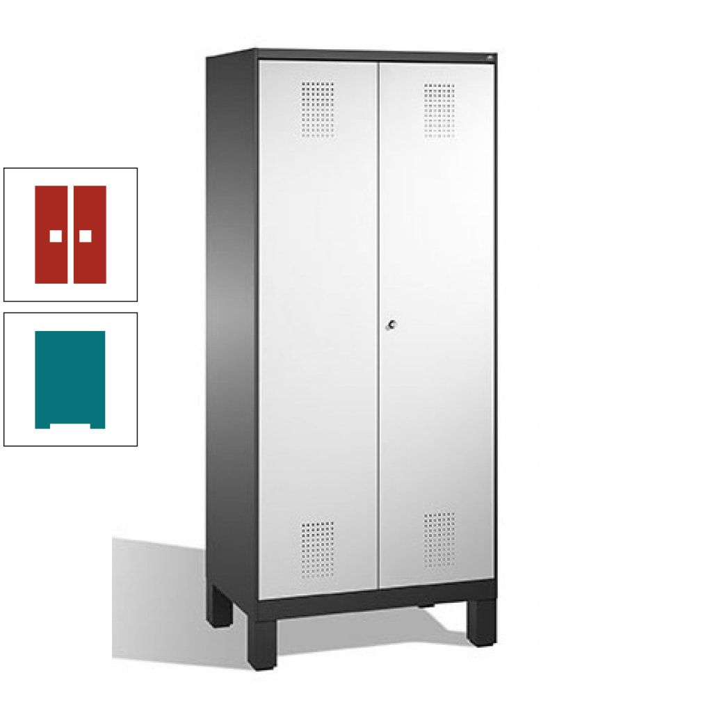 Mehrzweckschrank, Doppeltüren, auf Füßen, 2 Abteile a 400 mm, Korpus anthrazitgrau, Tür anthrazitgrau, 1.850 x 800 x 500 mm (HxBxT)