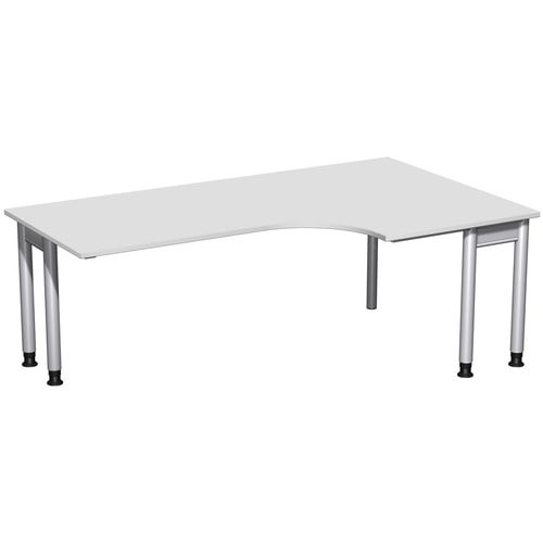 Eckschreibtisch, Eckteil 800 mm, rechts, Füße einseitig verkürzt, 4-Fuß Pro, höhenverstellbar, 680-800 x 1.600 x 1.200 mm (HxBxT), Dekor Ahorn