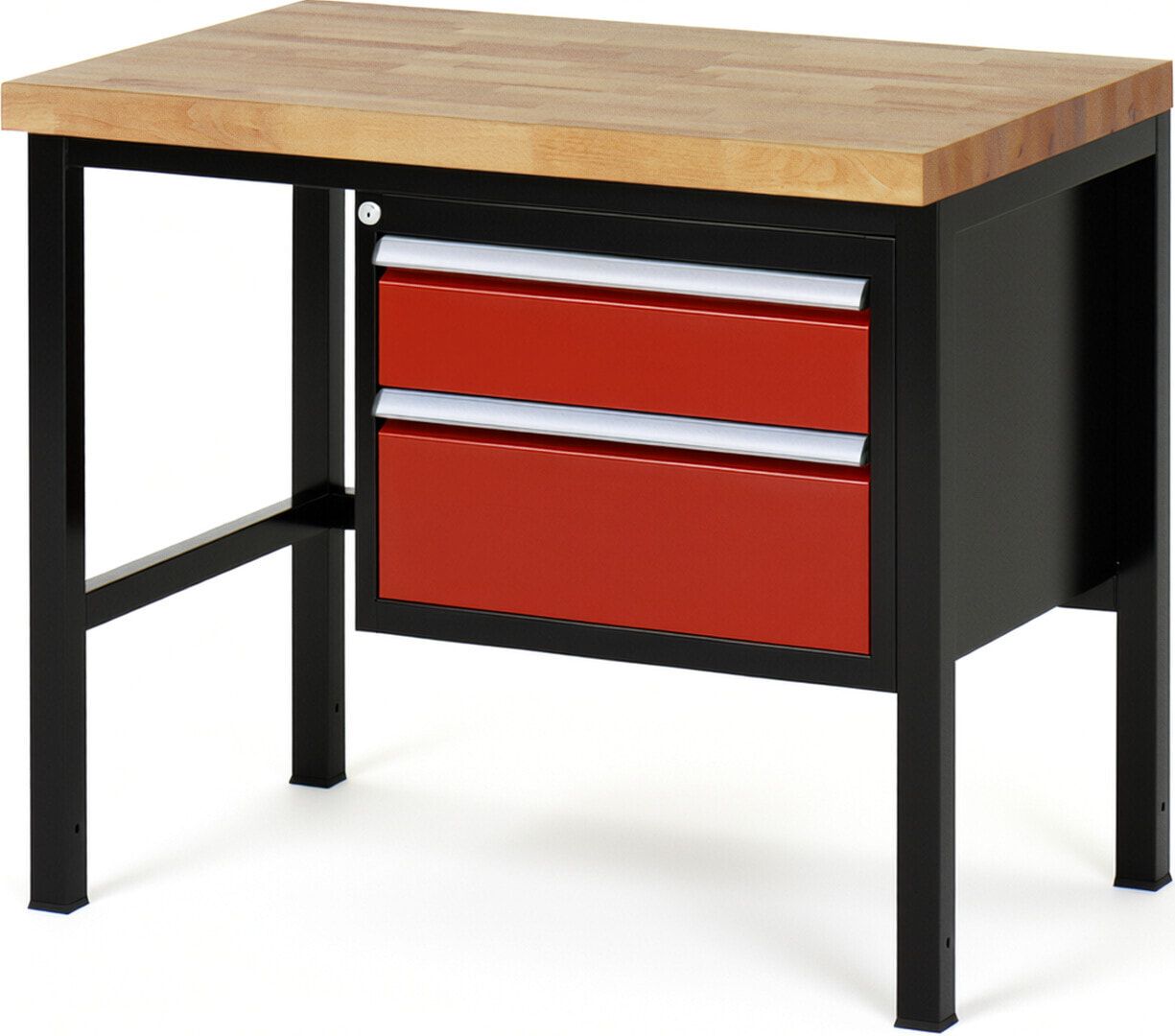 Werkbank - 2 Schubladen - Teilauszug - 150:1 / 210:1 - Höhe 840-1.040 mm - 1.000 x 700 mm - 1.250 kg - Buche - Anthrazitgrau