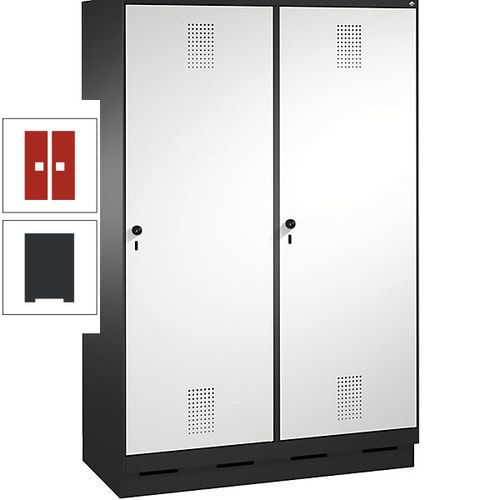 Doppel-Spind, Garderobenschrank, 2 Türen für 4 Abteile a 300 mm, Korpus anthrazitgrau, Türen anthrazitgrau, 1.800 x 1.200 x 500 mm (HxBxT)