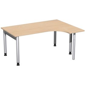 Eckschreibtisch, Ecke rechts, Füße wählbar, 4-Fuß Pro, höhenverstellbar, 680-800 x 1.200 mm (HxT), Breite: wählbar bis 2.000 mm, Dekor wählbar
